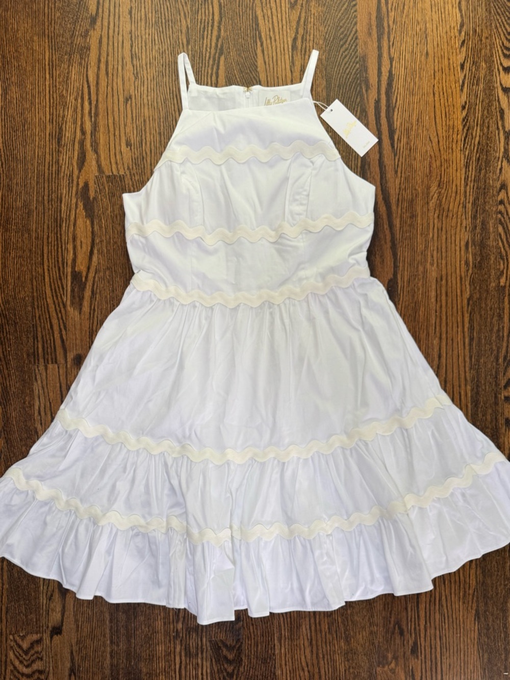 NWT! Size 8 Lilly Pulitzer Angelynn Fit & Flare Ric Rack Dress in Resort White